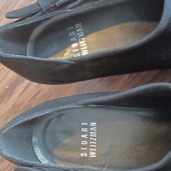Stuart Weitzman black suede slip on bootie buckle 8 M - Picture 10 of 10